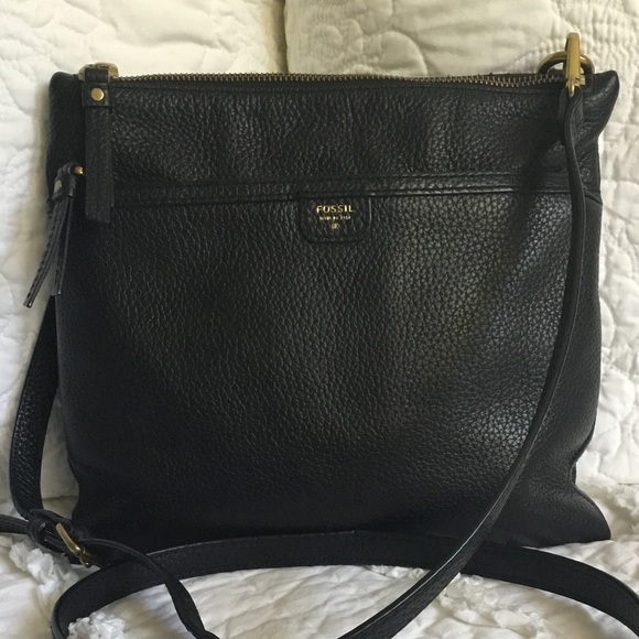 Fossil Handbags - Fossil Black Leather Multi Pocket Crossbody Bag